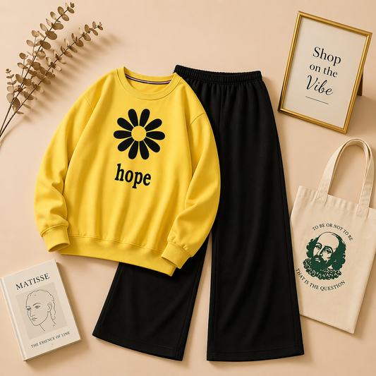 YELLOW HOPE SWEATSHIRT WITH FLAPPER