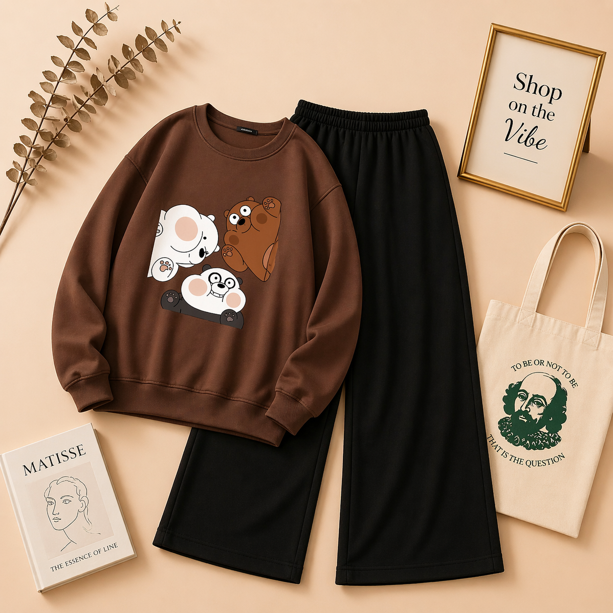 BOX BEAR BROWN SWEATSHIRT WITH FLAPPER TROUSER