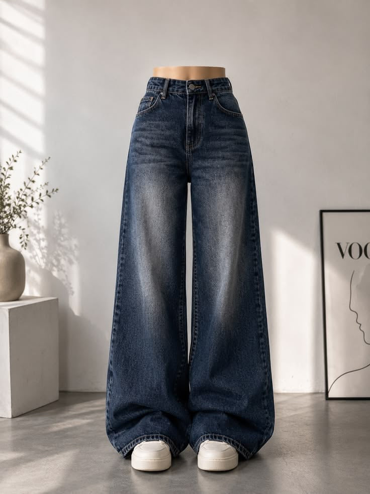 VINTAGE DARK BLUE FADED JEANS