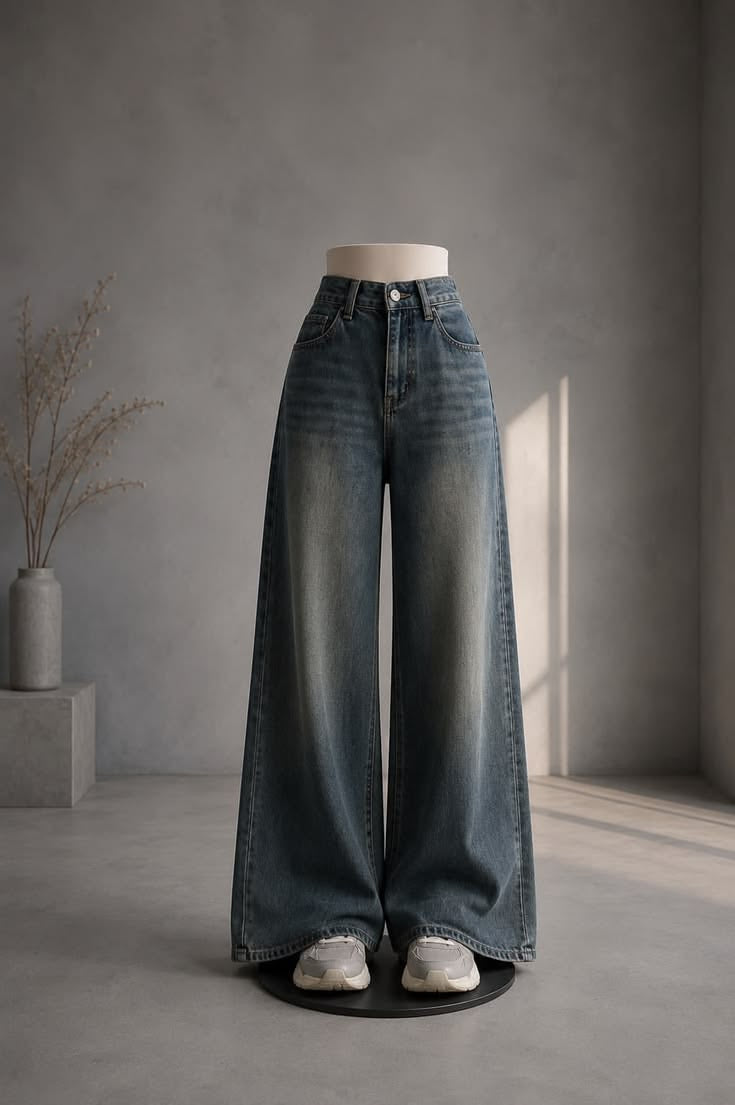 VINTAGE DARK BLUE FADED JEANS
