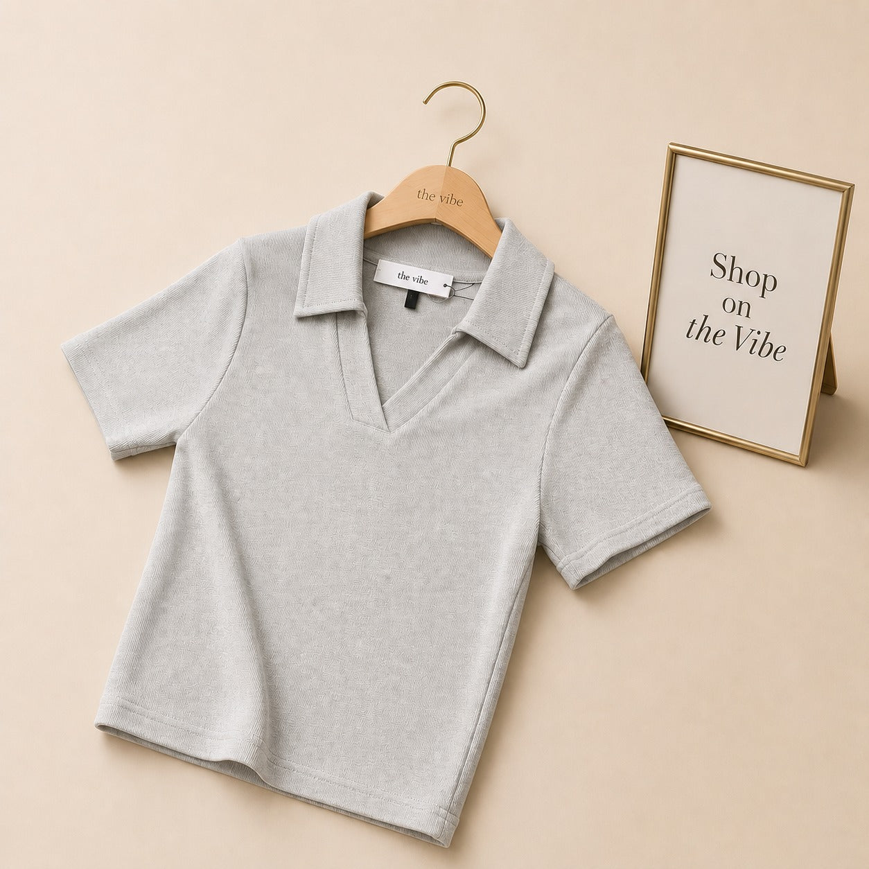 POLO CROP VNECK  COLLAR SHIRT
