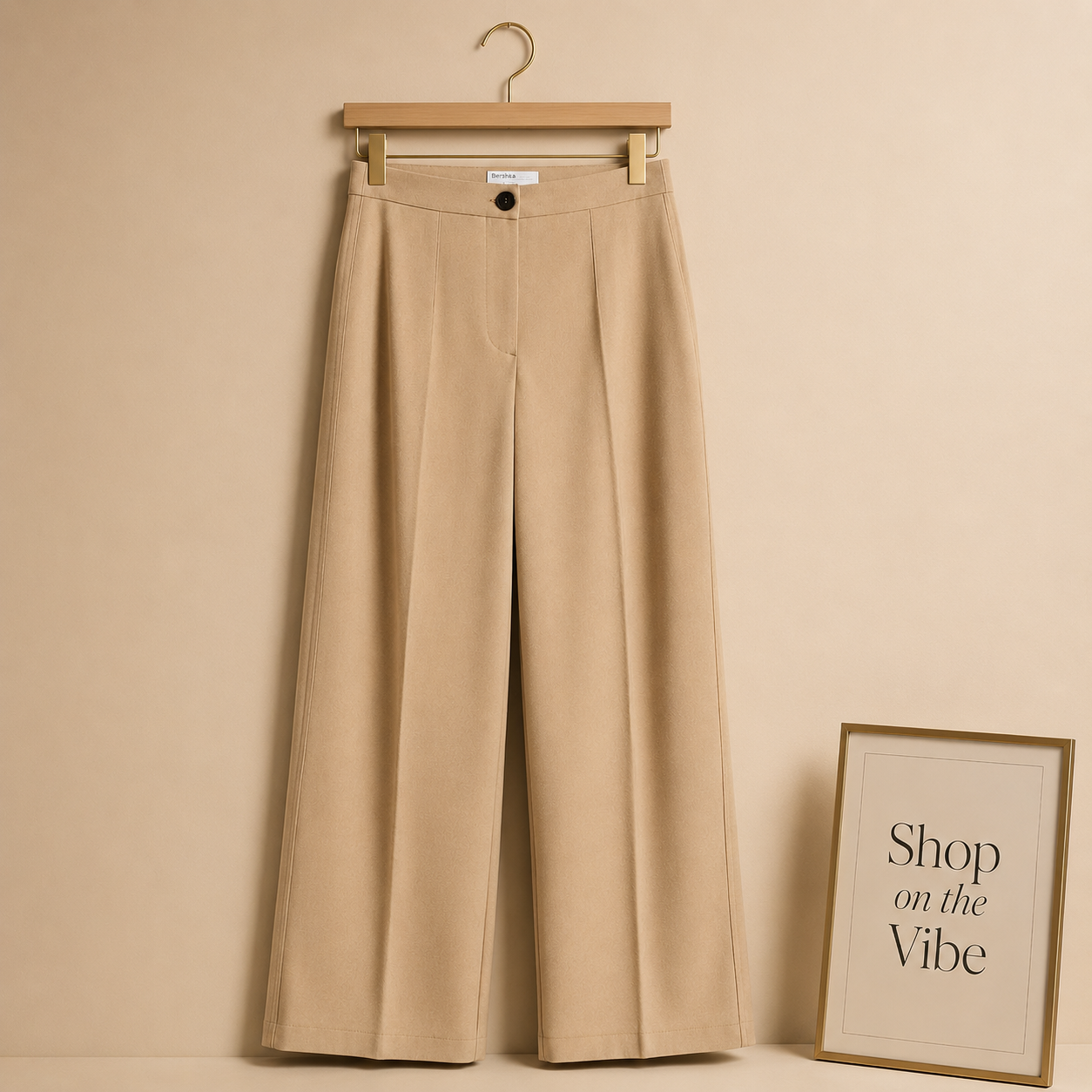 BEIGE FORMAL PANT WIDE LEG