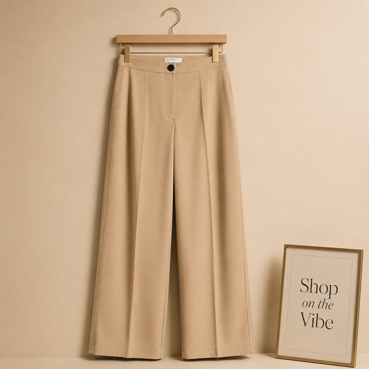 BEIGE FORMAL PANT WIDE LEG