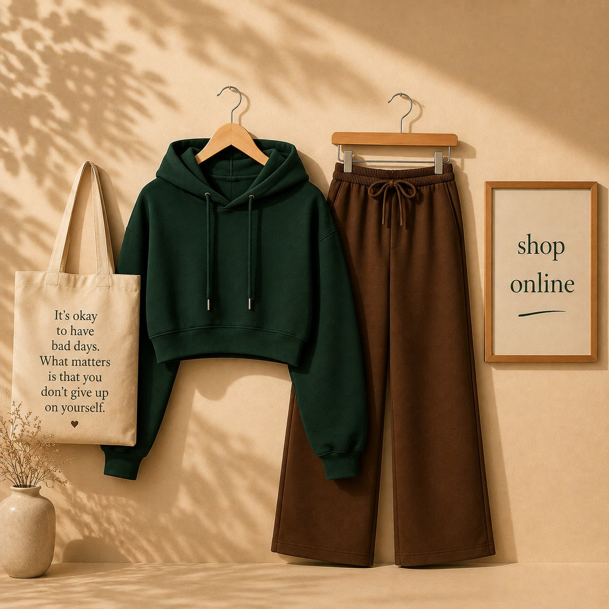 BASIC BOTTLE GREENCROP HOOD WITH BROWN FLAPPER