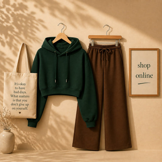 BASIC BOTTLE GREENCROP HOOD WITH BROWN FLAPPER
