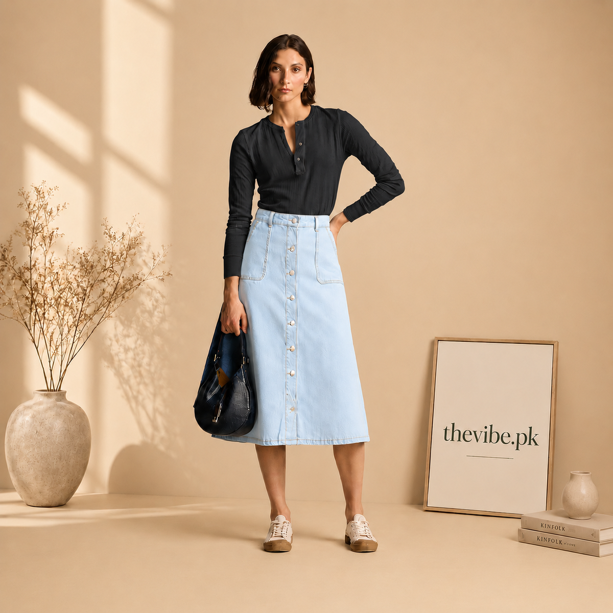 SKY ICE BLUE SKIRT DENIM STUFF