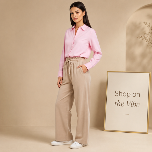 PINK BUTTON DOWN SHIRT WITH BEIGE FLAPPER