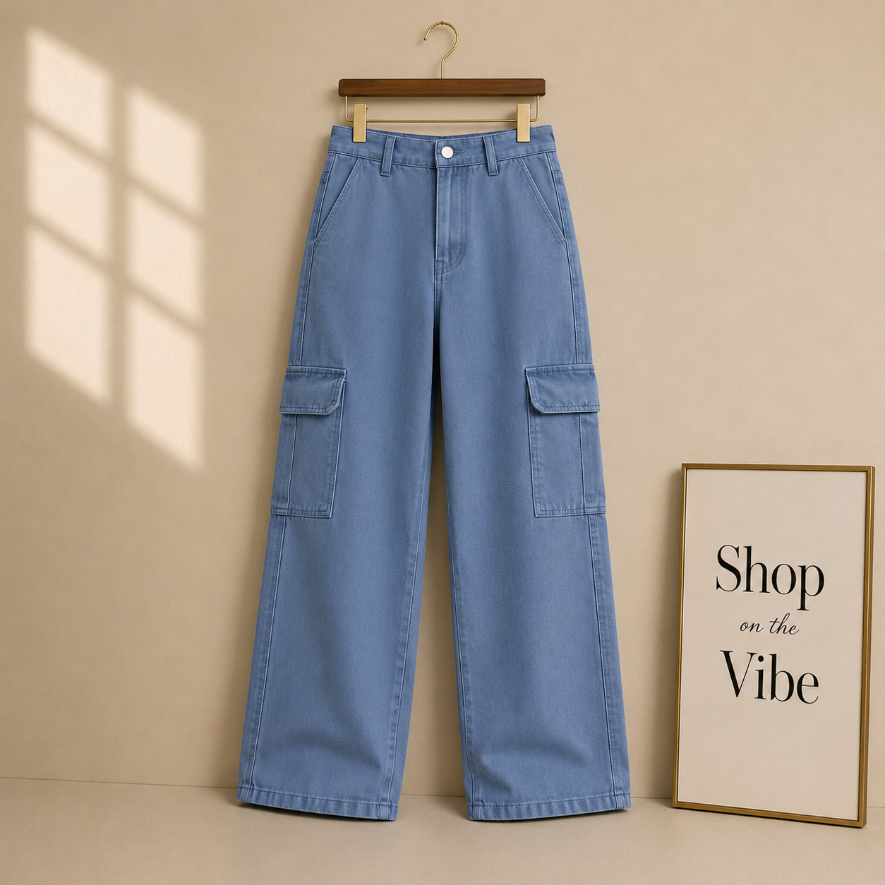MID BLUE CARGO JEANS