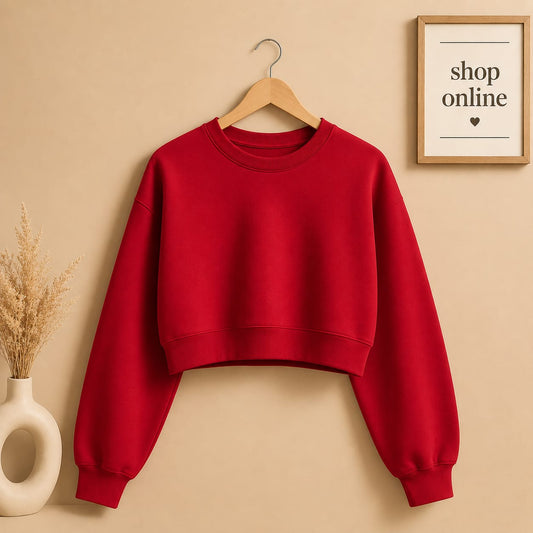 BASIC RED CROP SWEATSHIRT