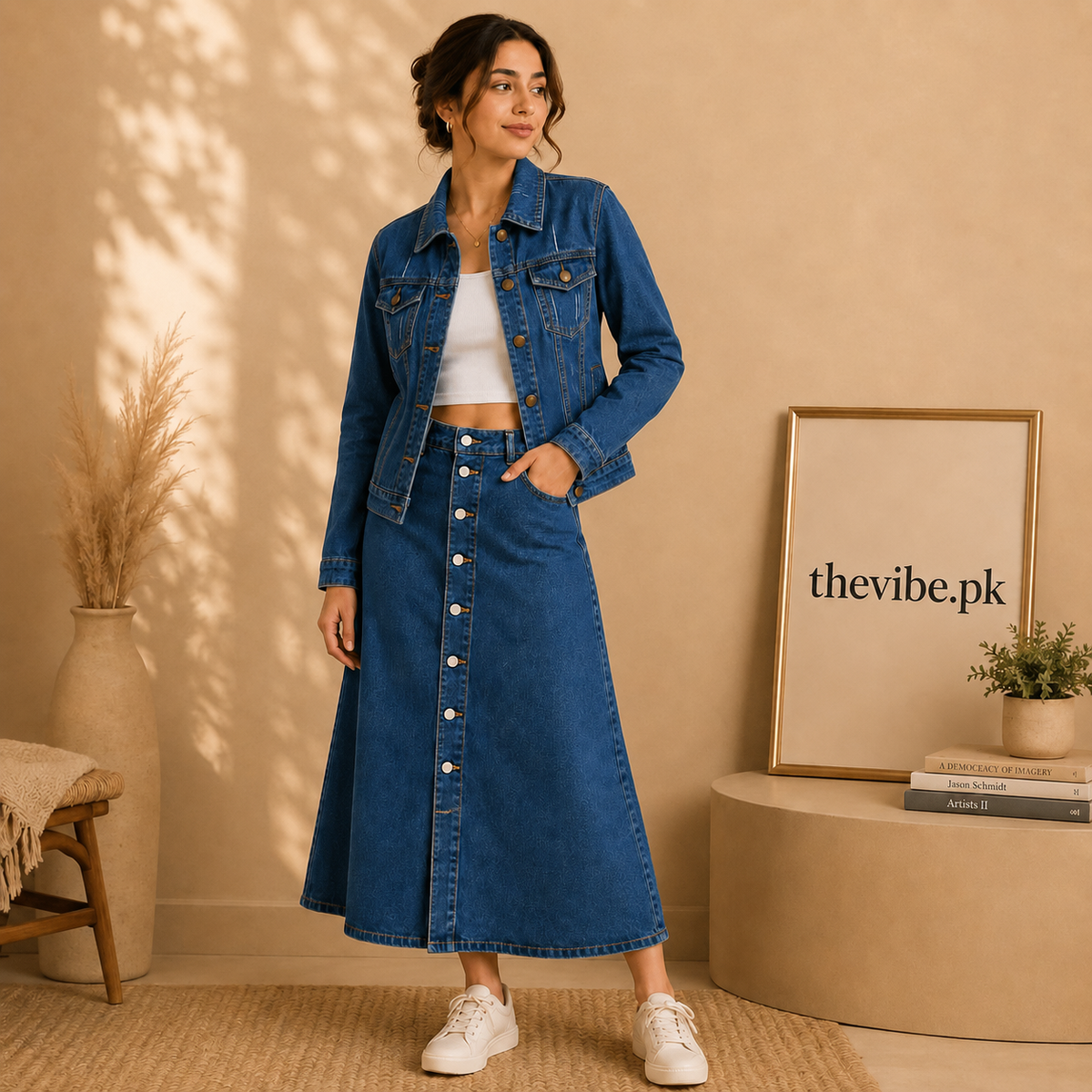 MID BLUE DENIM JACKET WITH MID BLUE SHIRT