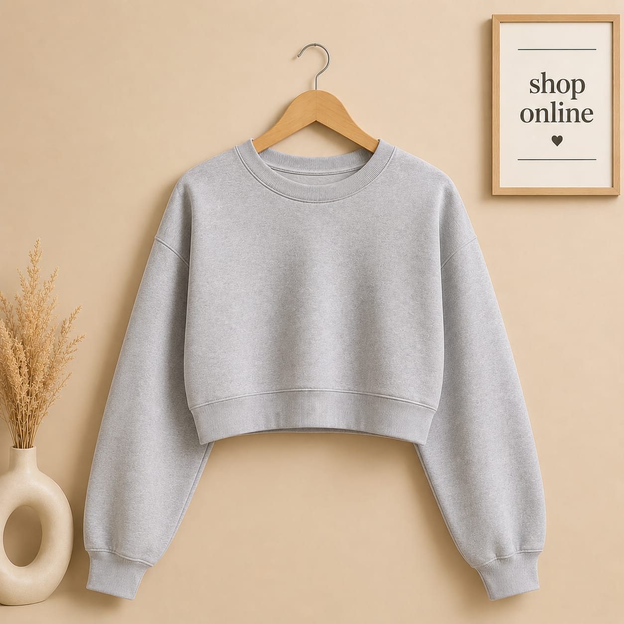 BASIC GRAY CROP SWEATSHIRT