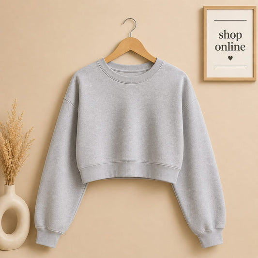 BASIC GRAY CROP SWEATSHIRT