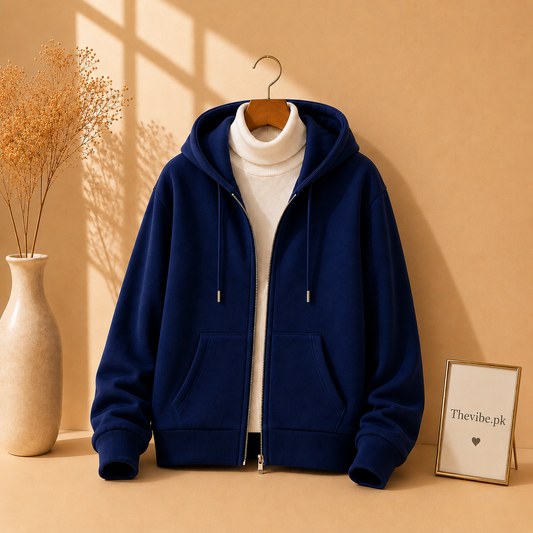 ROYAL ZIPPER HOODIE WITH WHITE HIGH NECK