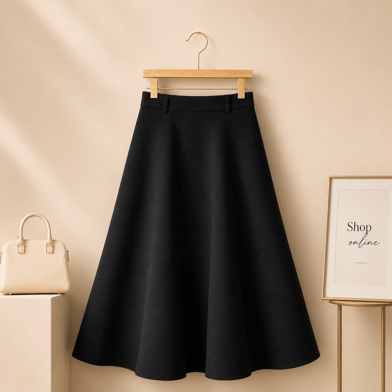 BLACK COTTON TWILL Skirt.