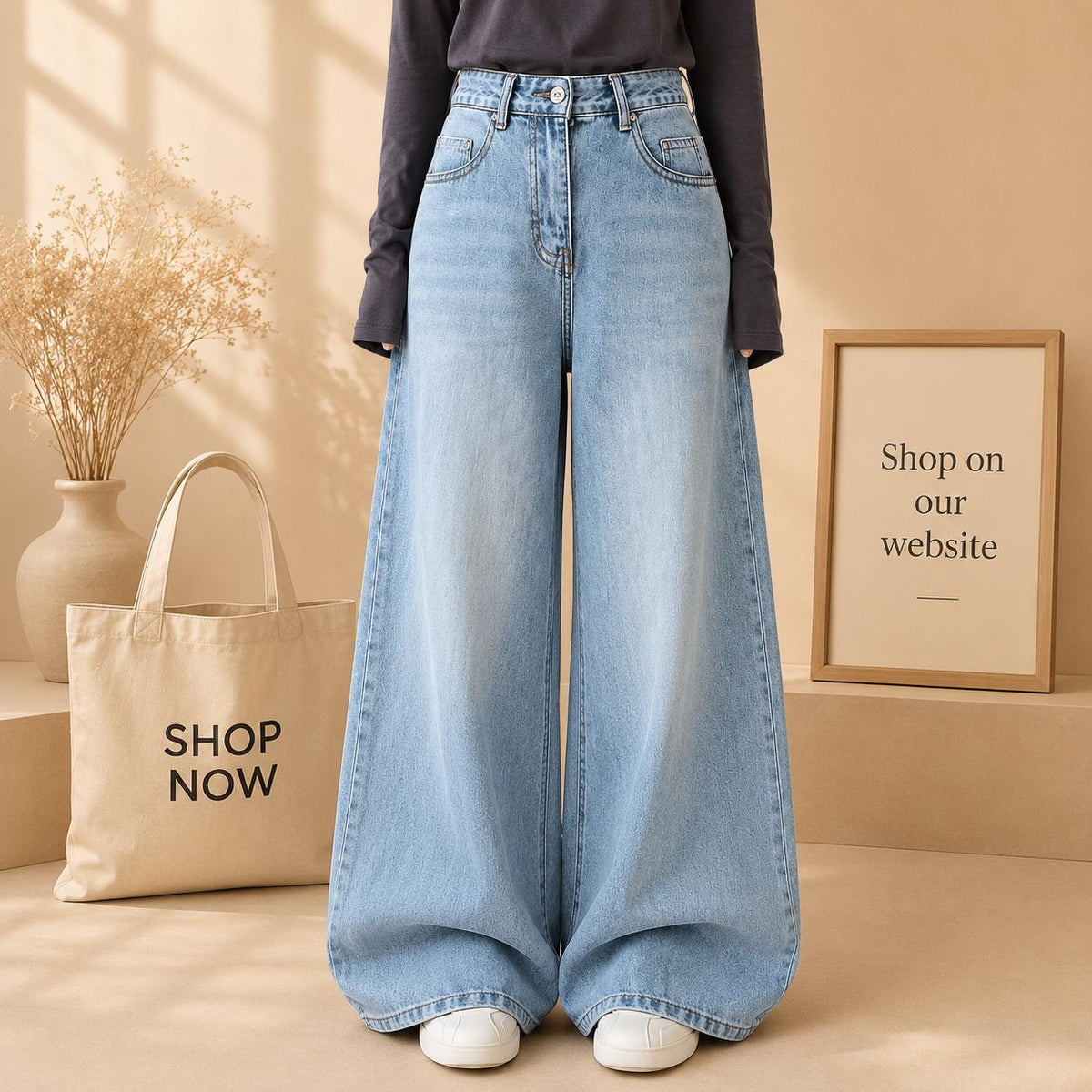 VINTAGE ICE BLUE FDED JEANS