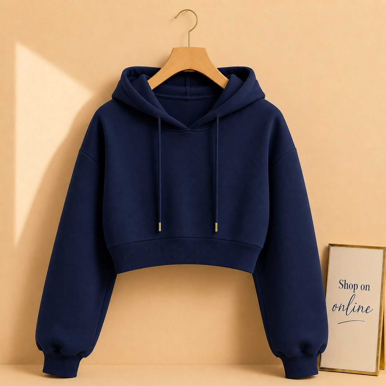 NAVY BLUE CROP HOOD