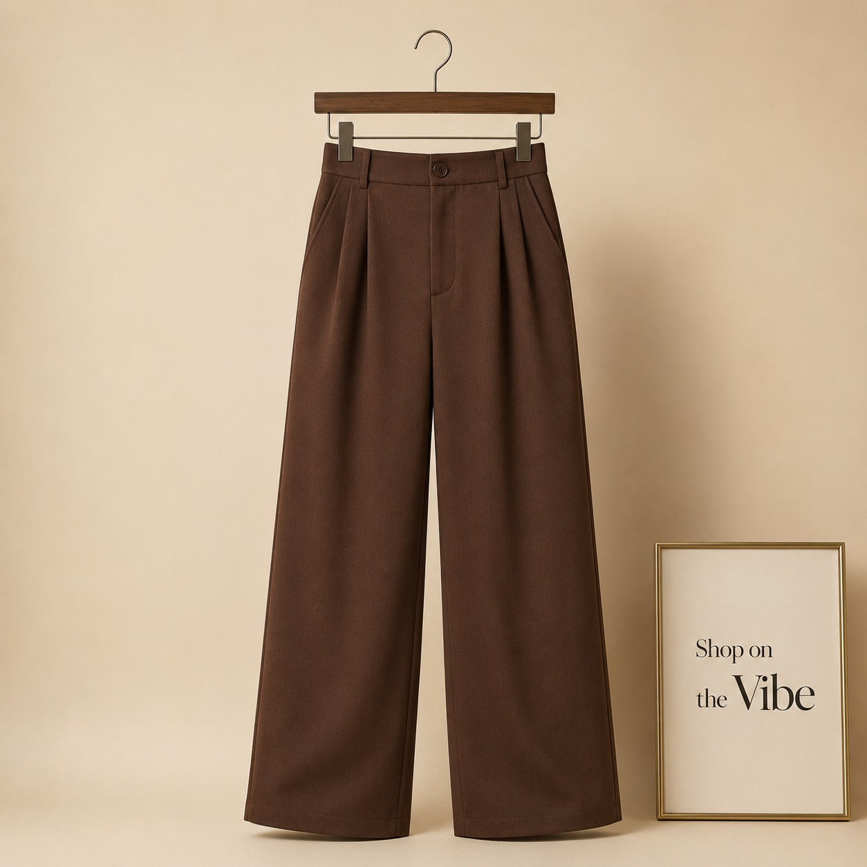 BROWN FORMAL PANT WIDE LAG