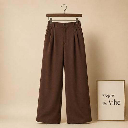 BROWN FORMAL PANT WIDE LAG