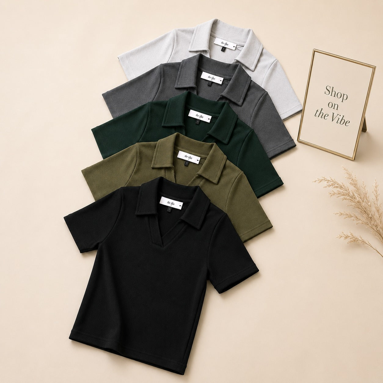 POLO CROP VNECK  COLLAR SHIRT