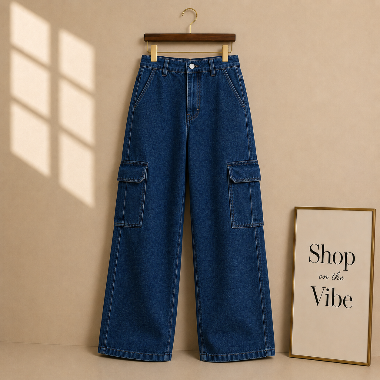 DARK BLUE CARGO JEANS