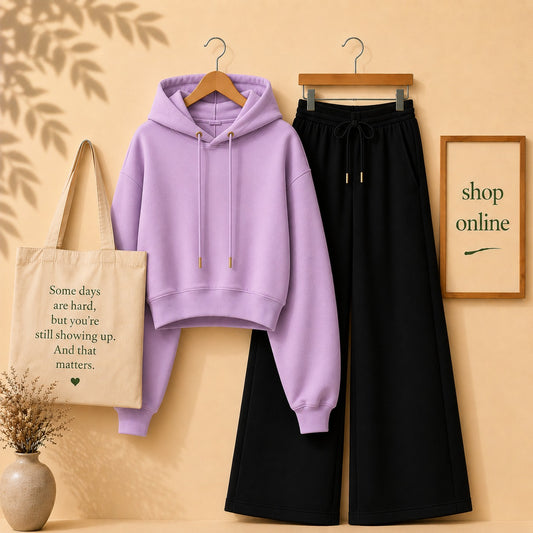 BASIC LILAC CROP HOOD WITH BLACK FLAPPER
