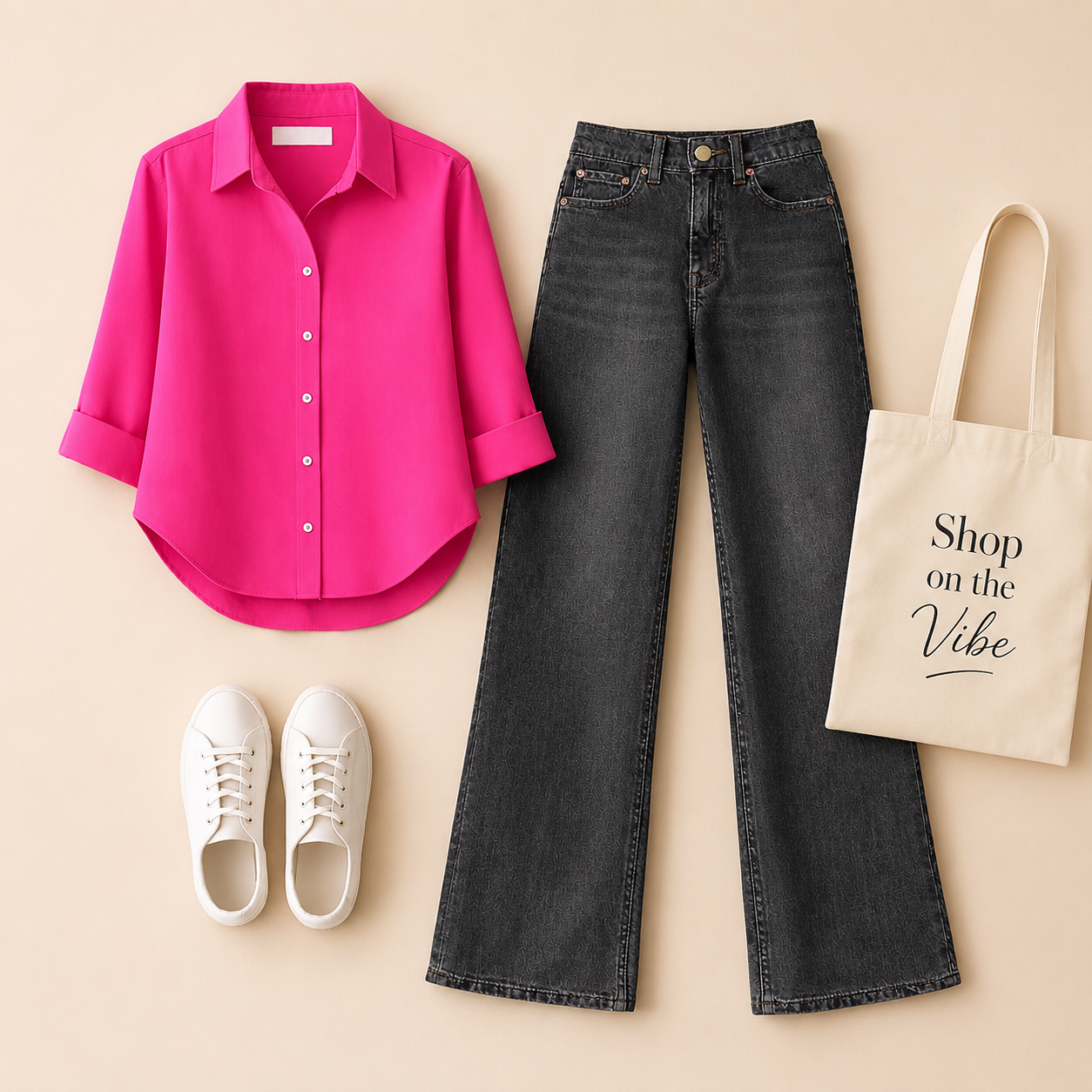 HOT BUTTON DOWN SHIRT WITH MALAYSIAN BLACK WIDE LAG JEANS