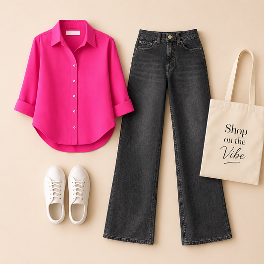 HOT BUTTON DOWN SHIRT WITH MALAYSIAN BLACK WIDE LAG JEANS