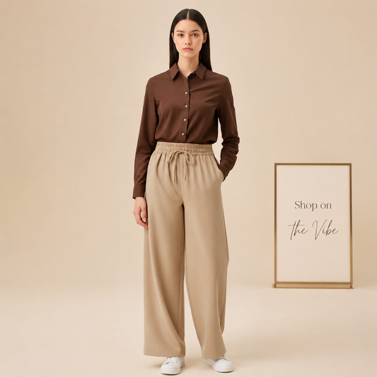 BROWN BUTTON DOWN SHIRT WITH BEIGE FLAPPER