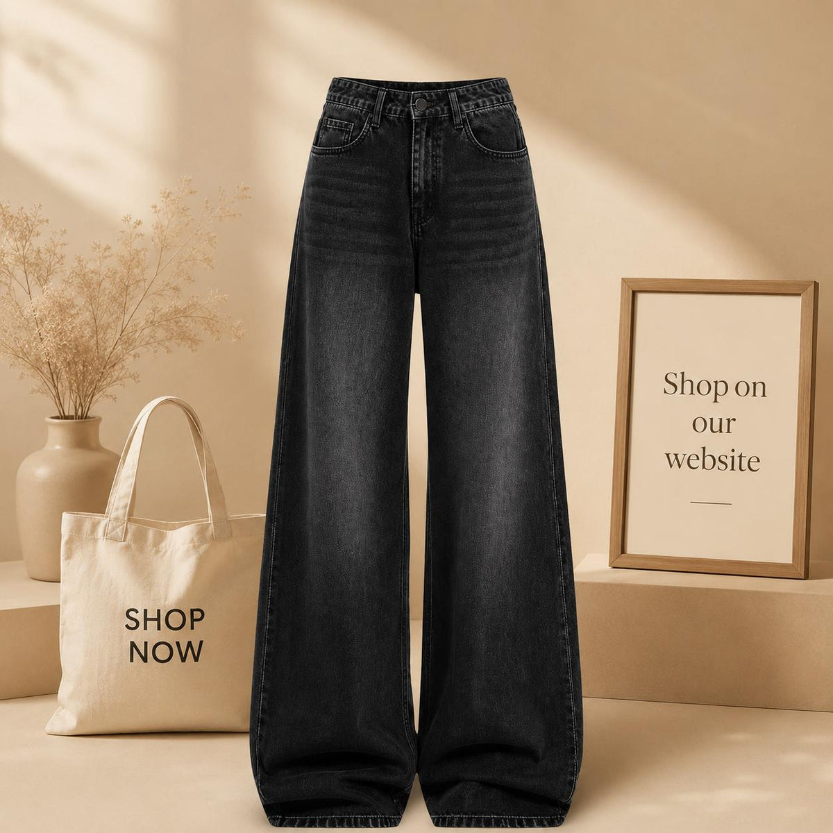 VINTAGE BLACK FDED JEANS