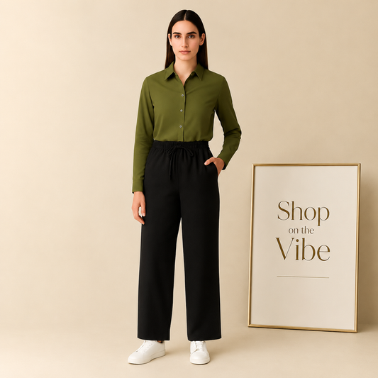 OLIVE GREEN BUTTON DOWN SHIRT WITH BLACK FLAPPER