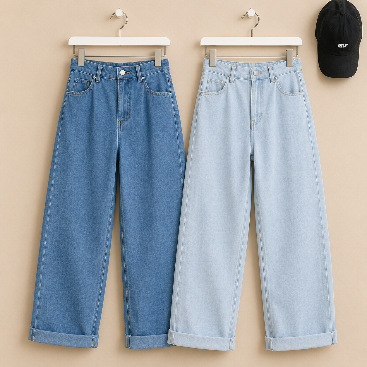 PACK OF 2 WIDE LEG JEANS (MID BLUE AND ICE BLUE)
