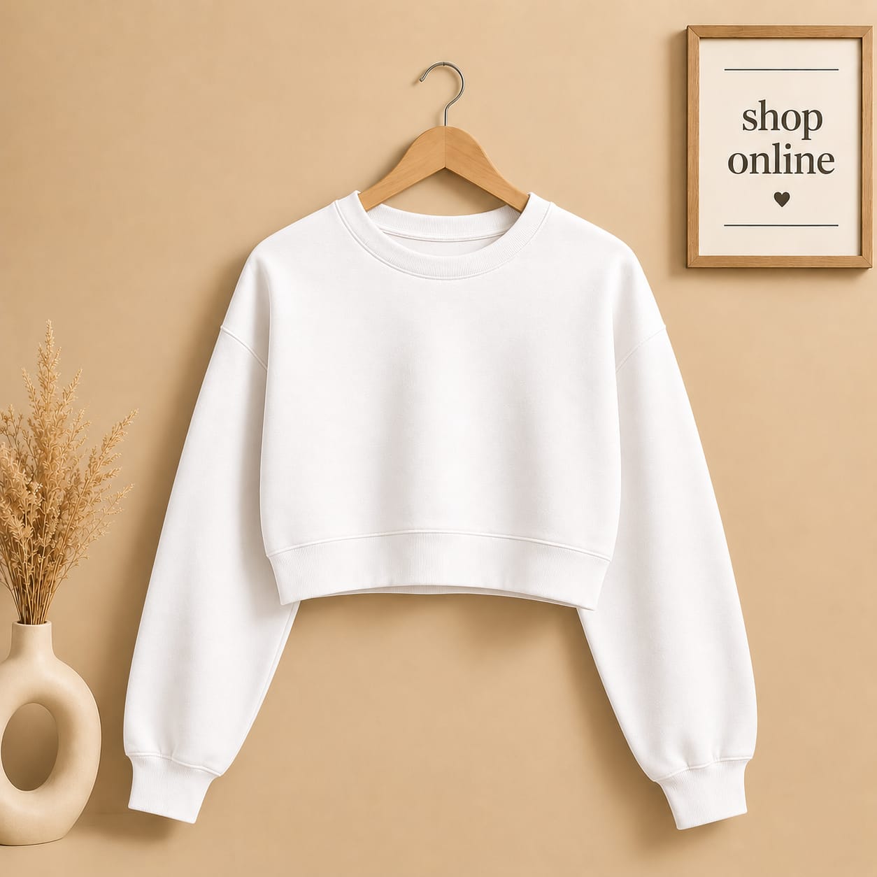 BASIC WHITE CROP SWEATSHIRT