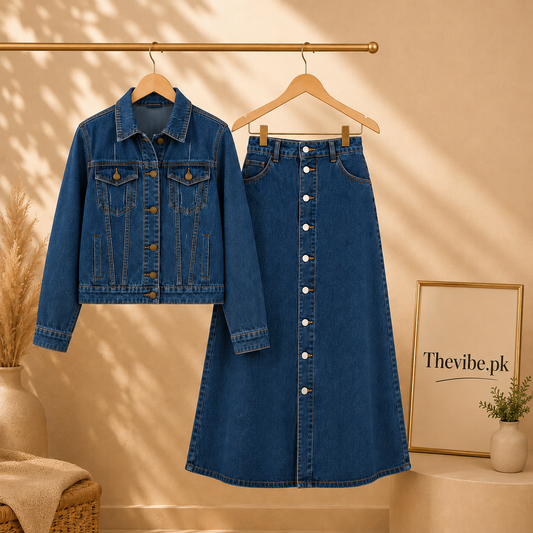 MID BLUE DENIM JACKET WITH MID BLUE SHIRT