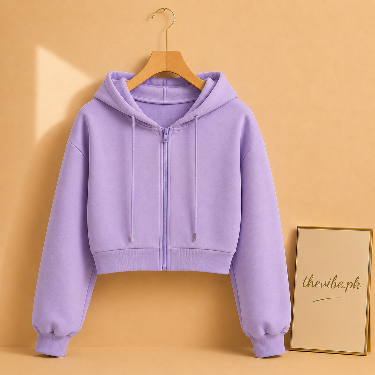 BASIC LILAC CROP ZIPPER HOOD