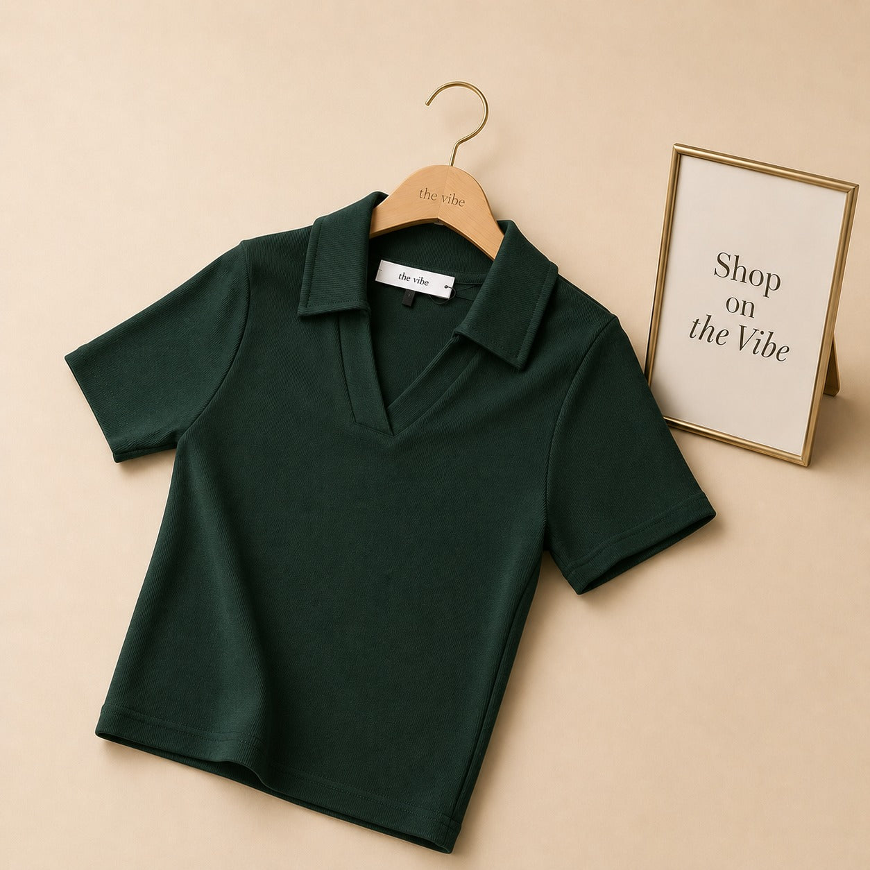 POLO CROP VNECK  COLLAR SHIRT