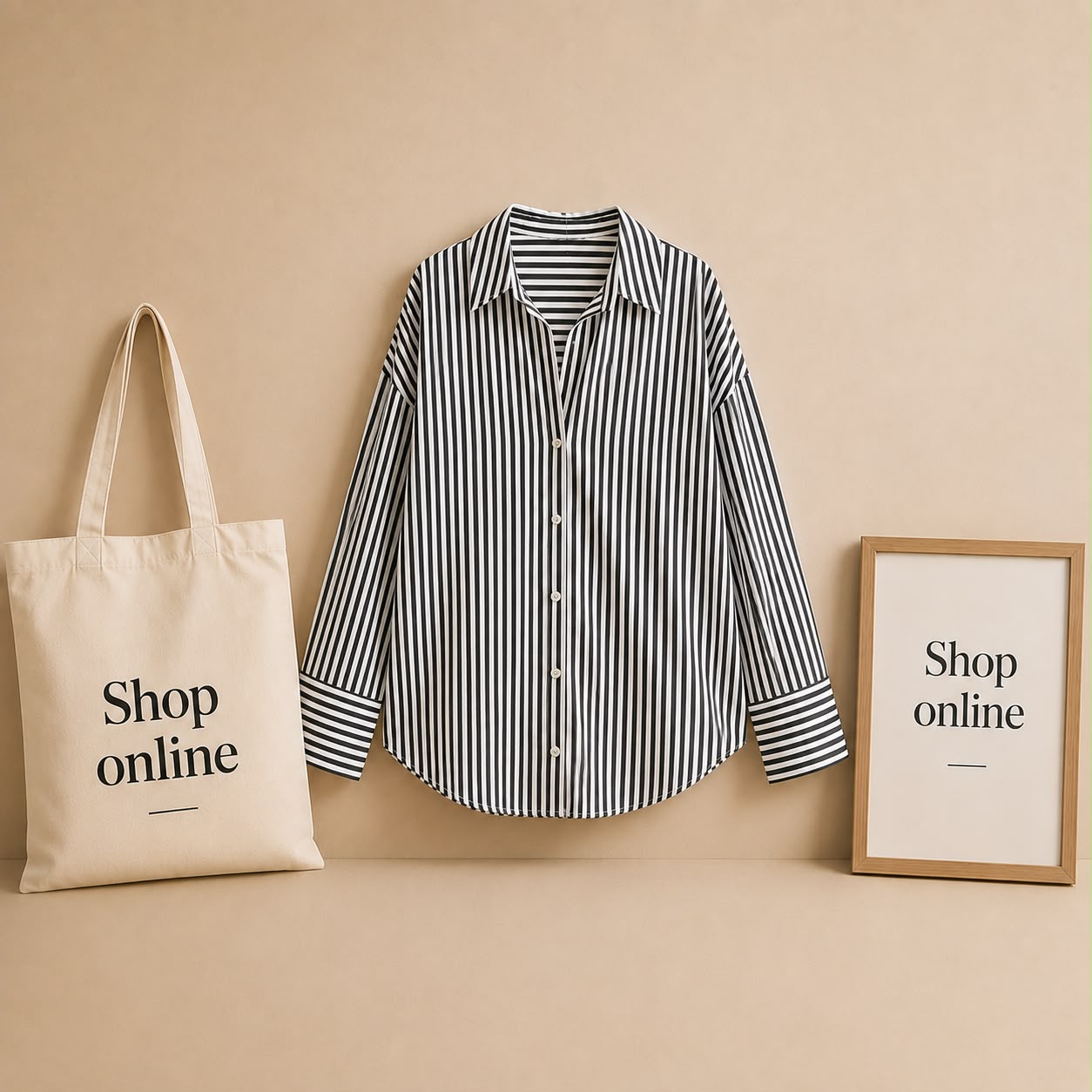 BLACK AND WHITE STRIPED BUTTON DOWN SHIRT