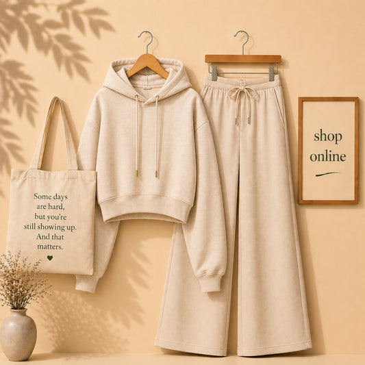 BASIC BEIGE CROP HOOD WITH BEIGE FLAPPER