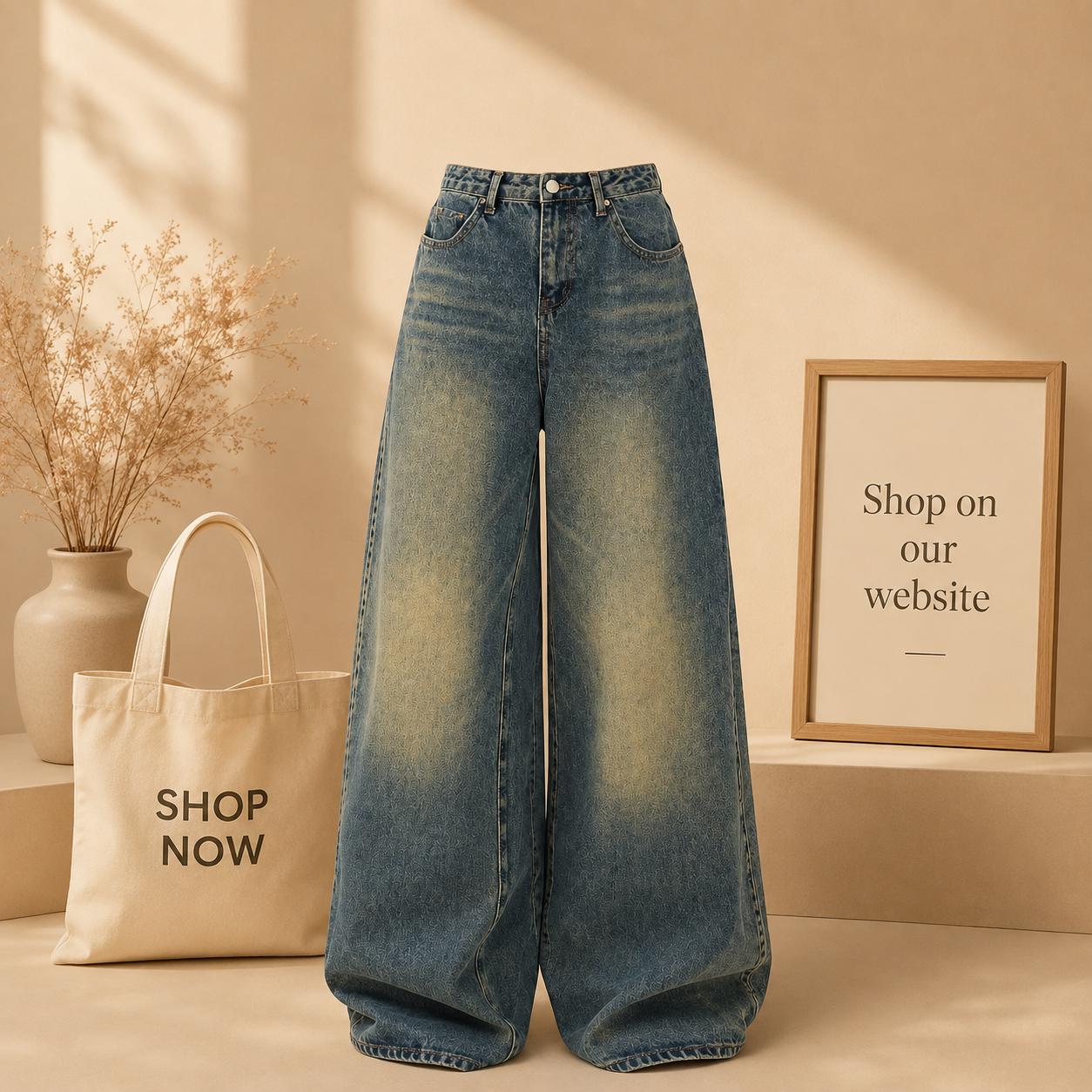 VINTAGE GREENISH BLUE FDED JEANS
