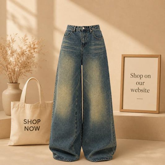 VINTAGE GREENISH BLUE FDED JEANS