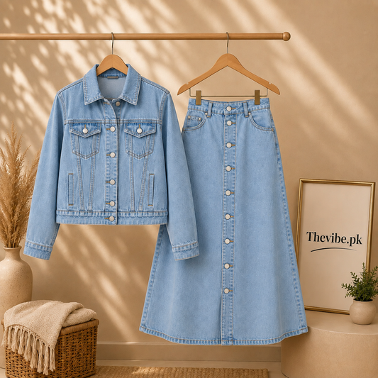 ICE BLUE DENIM JACKET WITH ICE BLUE SHIRT