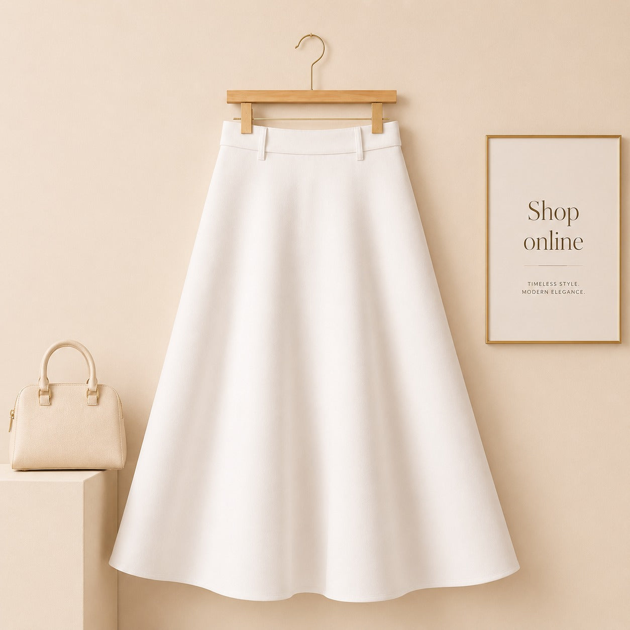 WHITE COTTON TWILL Skirt.