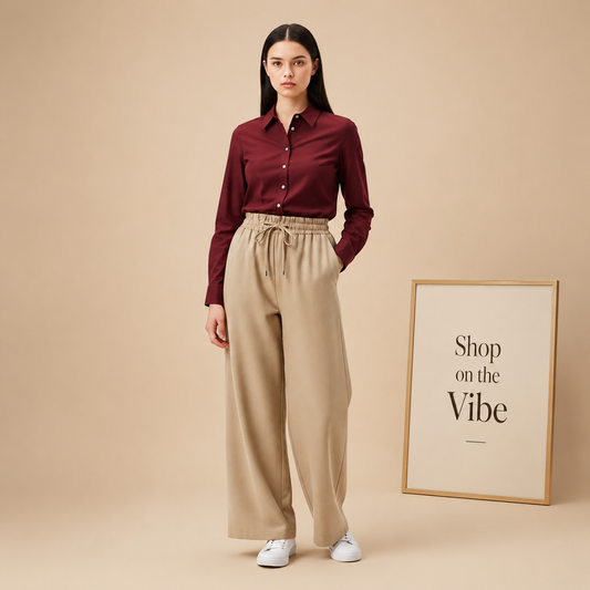 MAROON BUTTON DOWN SHIRT WITH BEIGE FLAPPER