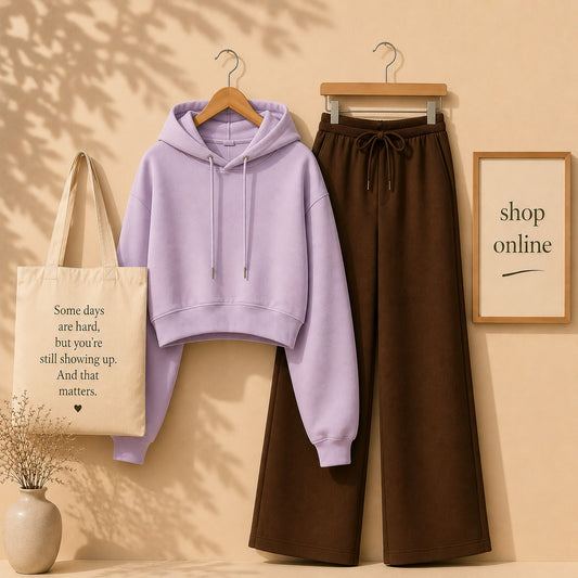 BASIC LILAC CROP HOOD WITH BROWN FLAPPER
