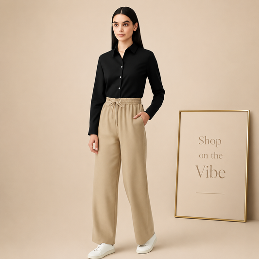 BLACK BUTTON DOWN SHIRT WITH BEIGE FLAPPER