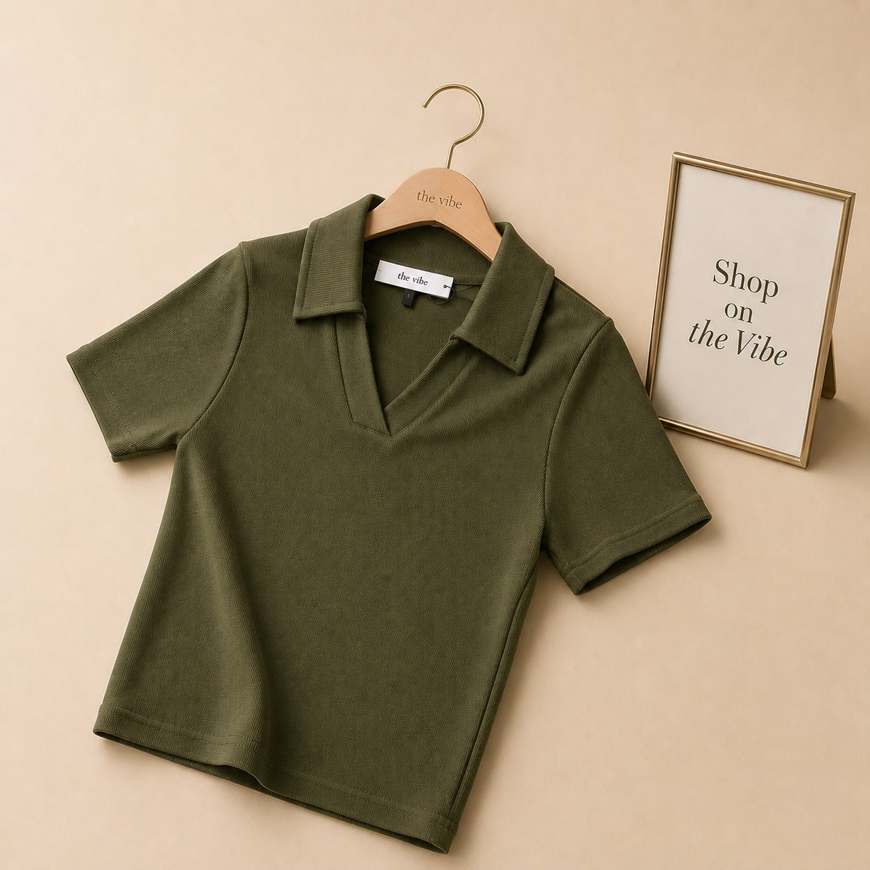 POLO CROP VNECK  COLLAR SHIRT