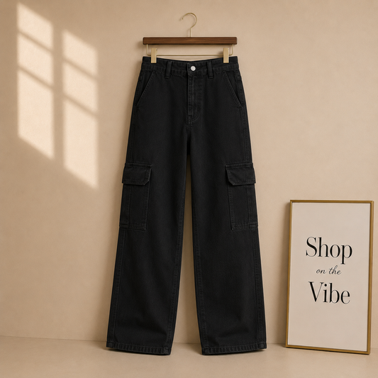 BLACK CARGO JEANS