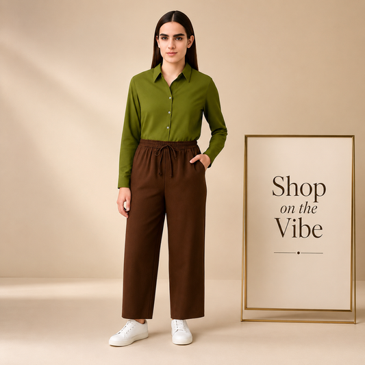 OLIVE GREEN BUTTON DOWN SHIRT WITH BROWN FLAPPER