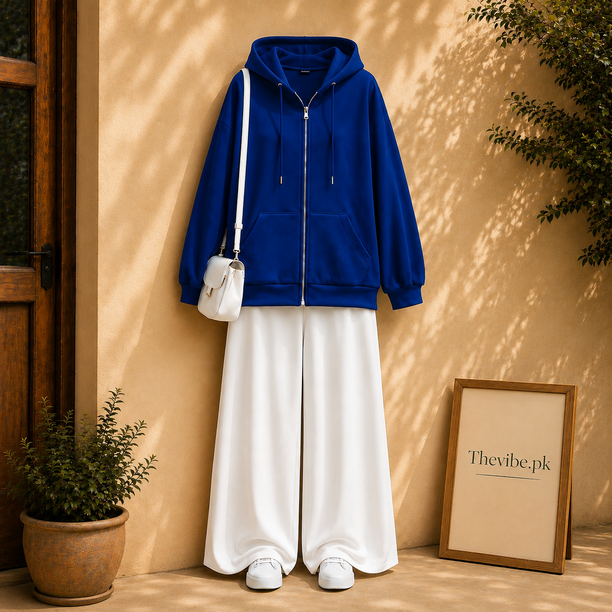 ROYAL ZIP HOODIE WITH WHITE FLAPPER