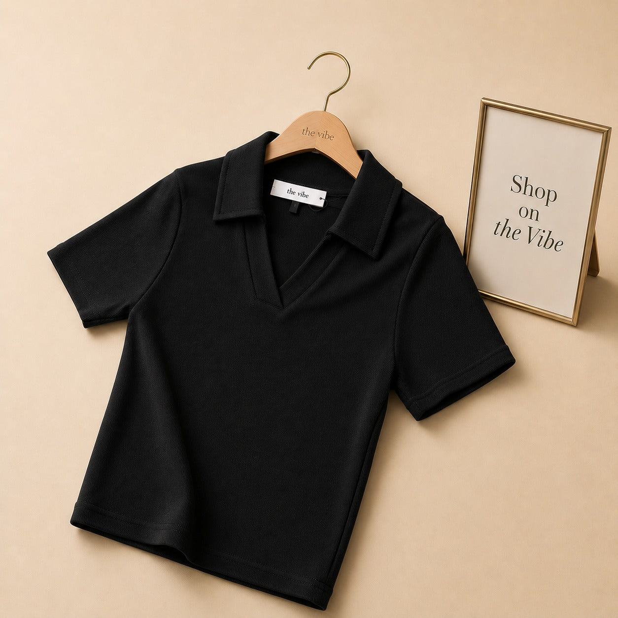 POLO CROP VNECK  COLLAR SHIRT