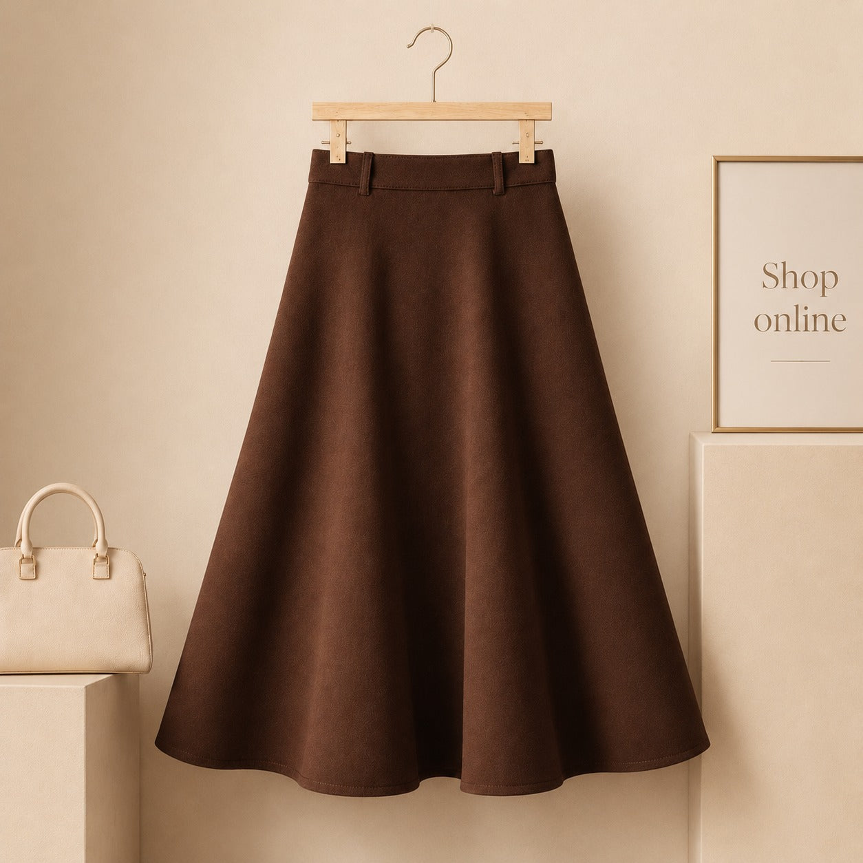 DARK BROWN COTTON TWILL Skirt.